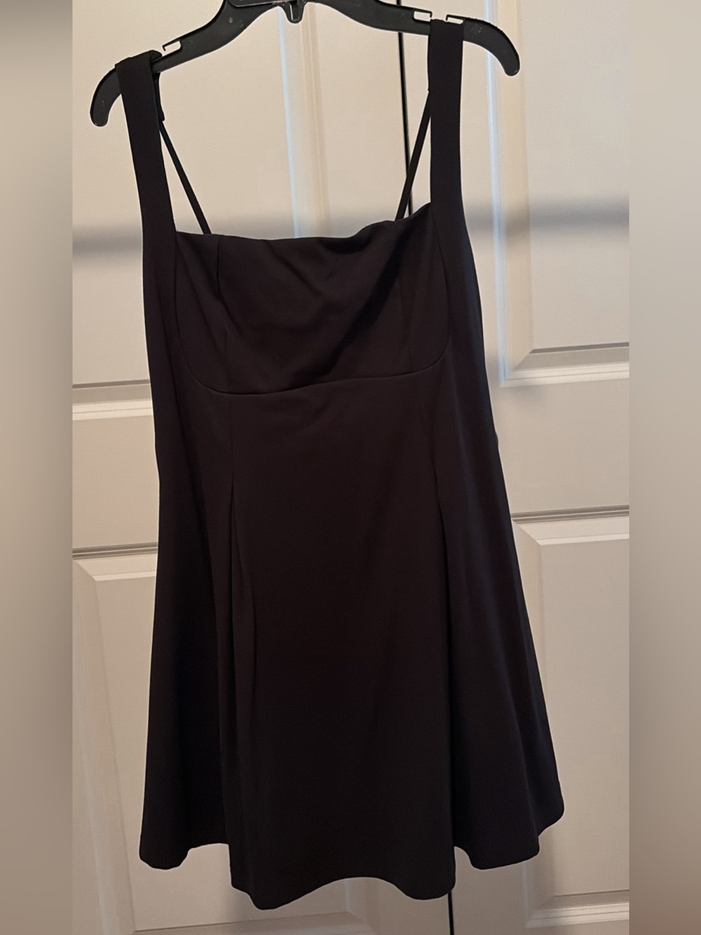 Women's Black Mini Slip Dress with Square Neck